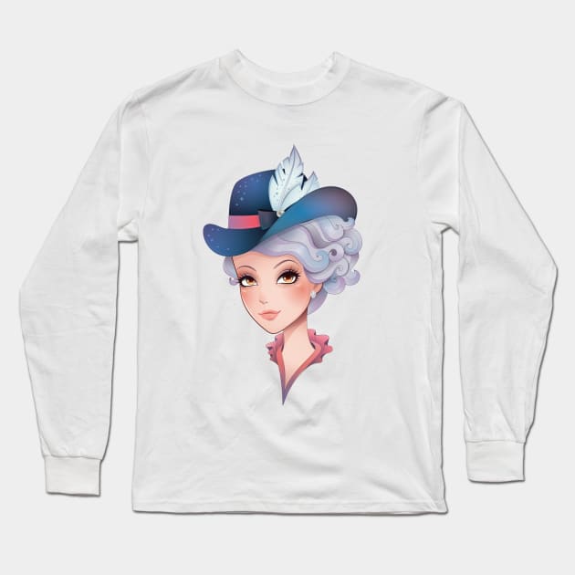 Feather Hat Long Sleeve T-Shirt by cqcat